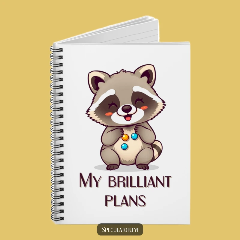 Funny Giggling Raccoon Button Journal - Hilarious Notebook for Ideas