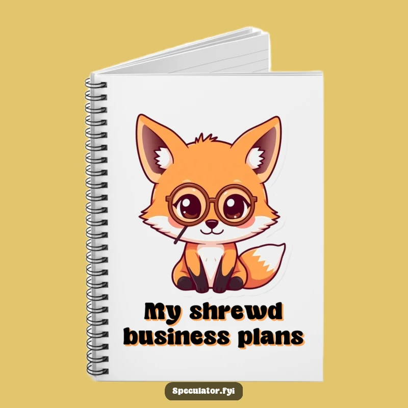Funny Kawaii Fox Monocle Notebook - Jot Down Ideas with Foxy Insight