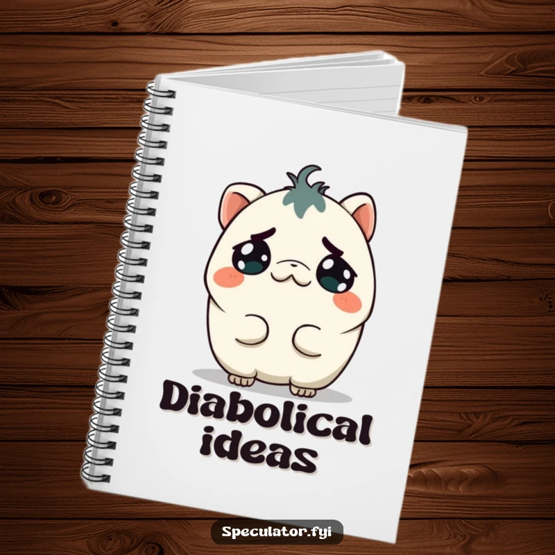 Funny Kawaii Creature Notebook: A Kawaii creature tilts its head with a sly, mischievous grin, ideal for funny planning and notes.