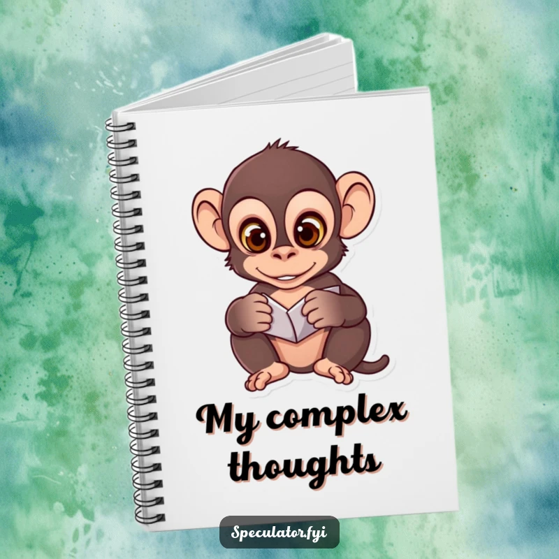 Funny notebook with a clever monkey analyzing patterns, designed for jotting down observations and analytical thoughts with humor.
