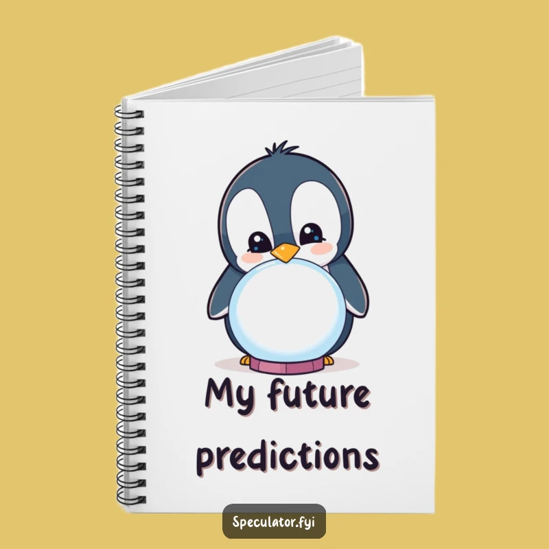 Funny Curious Penguin Crystal Ball Notebook - Jot Down Your Future!