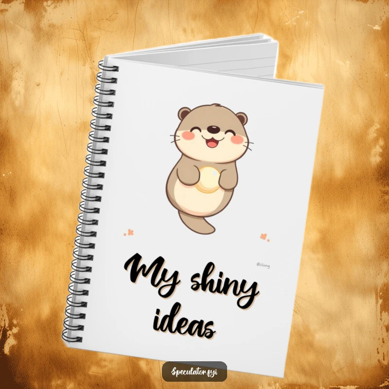 Funny otter notebook with a happy character floating with a pearl, great for journaling with serenity.
