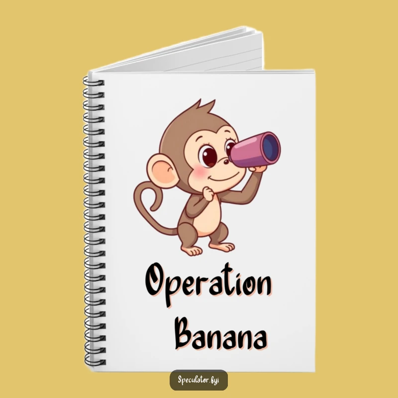 Funny Monkey Spyglass Banana Notebook - Jot Down Ideas with Humor
