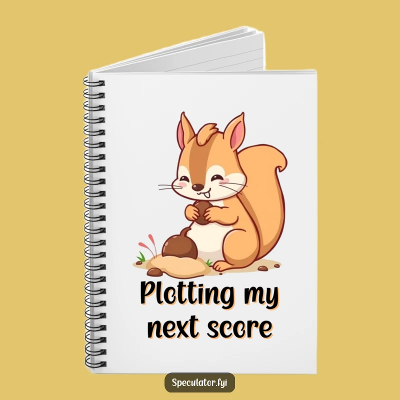 Funny Kawaii Squirrel Burying Nut Notebook - Jot Funny Gifts!