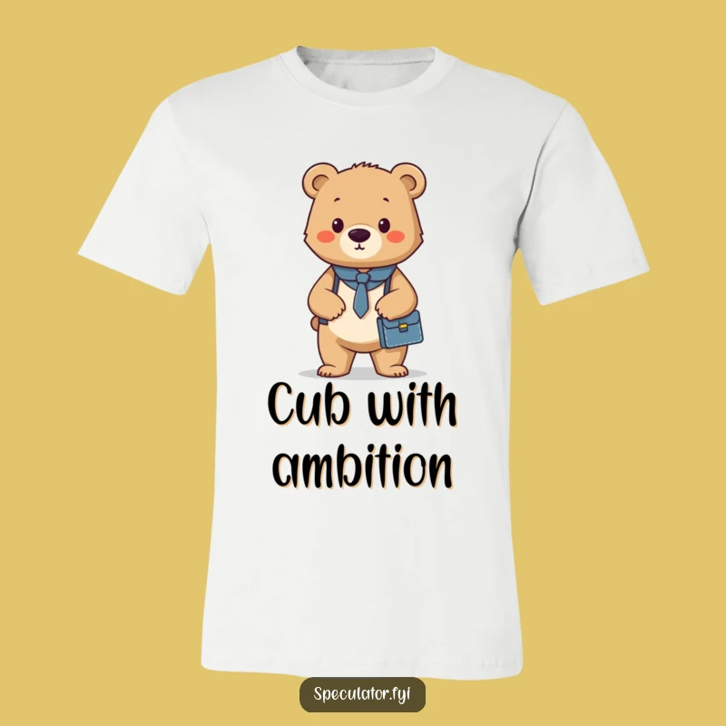 Funny Bear Cub Briefcase T-Shirt: Confident Professional's Tee for Success