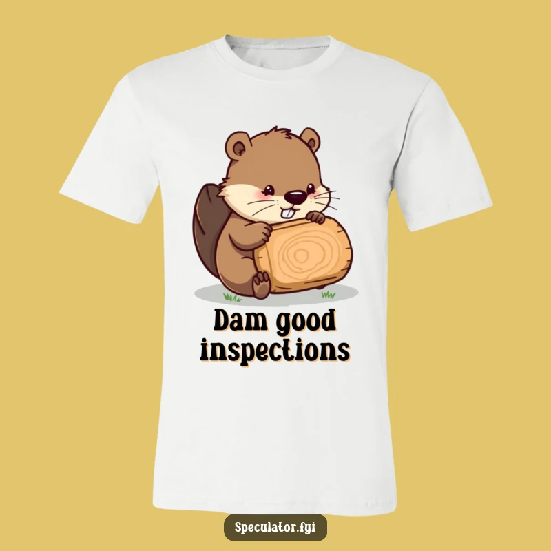 Funny Beaver Inspecting Log T-Shirt: Humorous Apparel for Clever Minds Gift