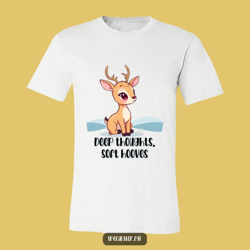 Funny Kawaii Deer T-Shirt: Thoughtful Horizon View for Zen Vibes