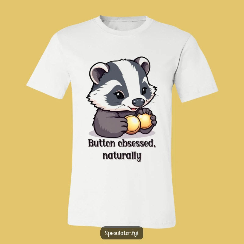 Funny Determined Badger Button Tee - Quirky Apparel Gift!