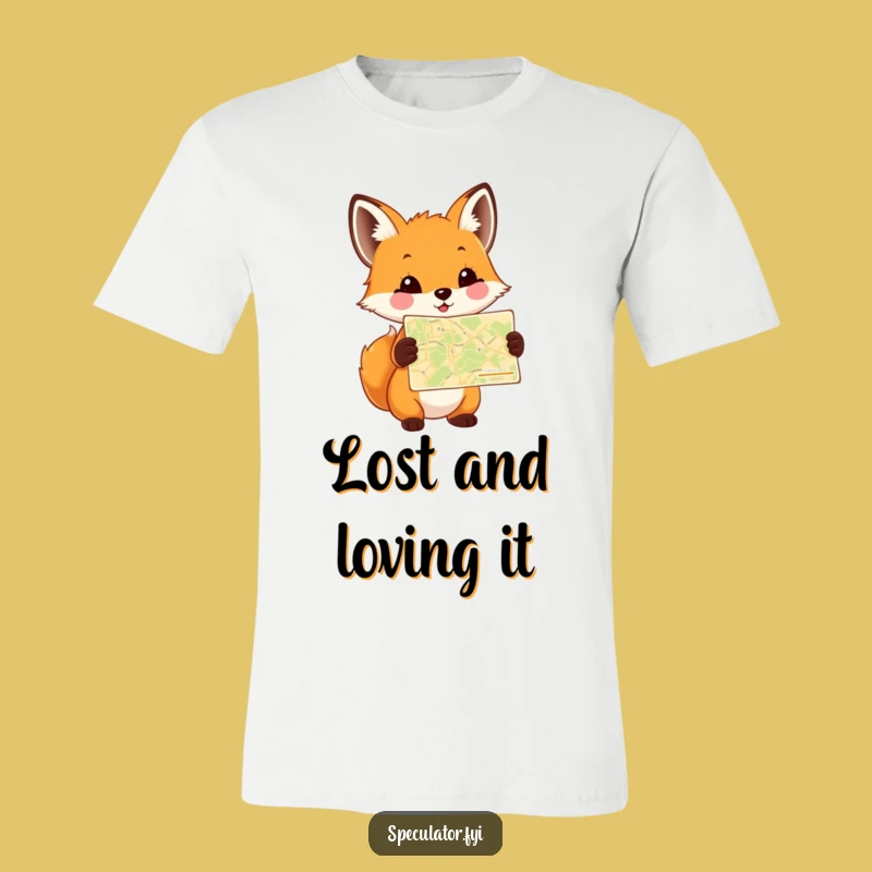 Funny Fox Cub Adventure T-Shirt: Get Lost in Humor with This Charming Explorer Tee