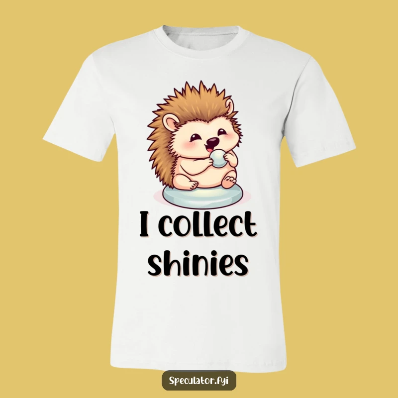 Funny Hedgehog Button Polishing T-Shirt - Adorable and Humorous Apparel!
