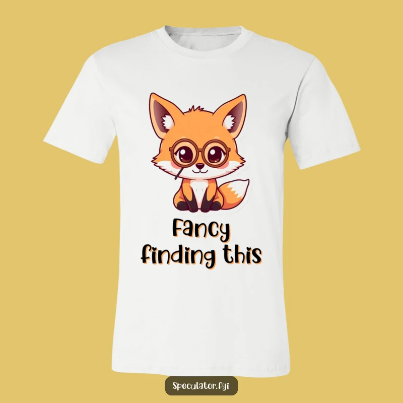 Funny Kawaii Fox Monocle T-Shirt - Sophisticated & Humorous Apparel