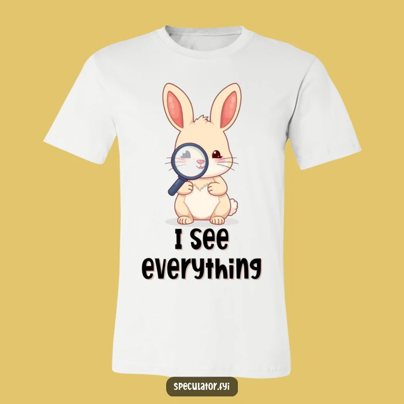 Funny Kawaii Rabbit Magnifying Glass T-Shirt - Detective Funny Gift!