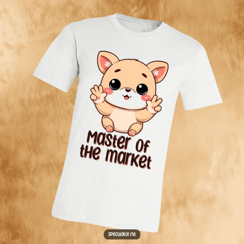 Funny Kawaii animal t-shirt making buy low sell high gesture, ideal for stock traders and as a hilarious funny gift.