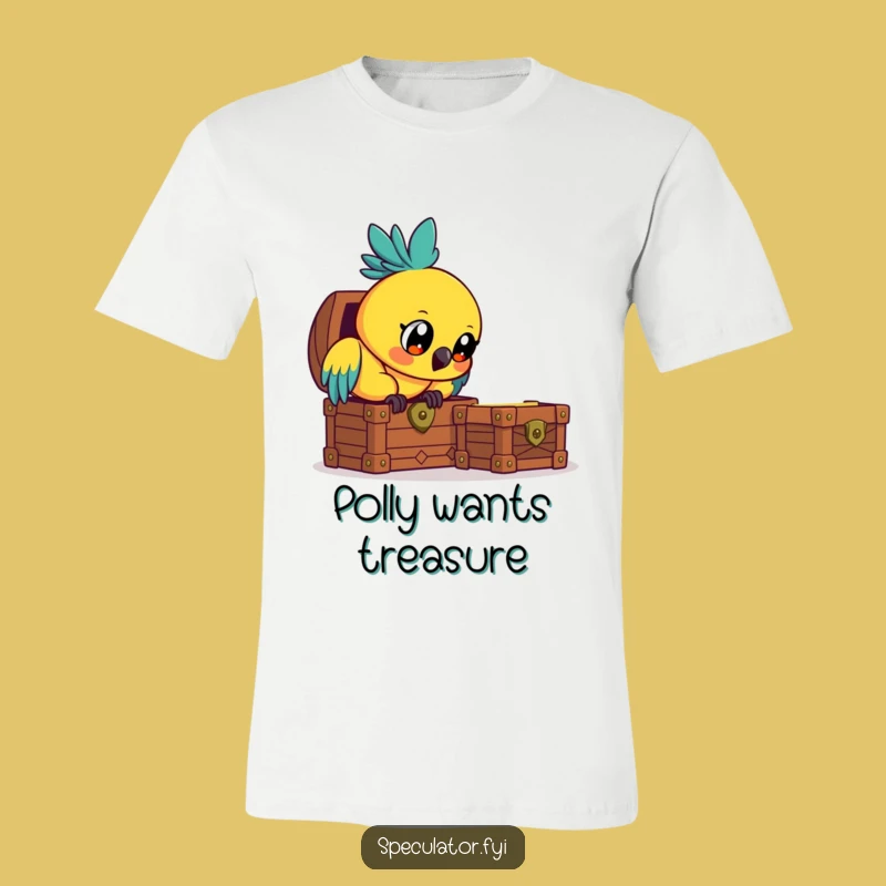 Funny Parrot Treasure T-Shirt - Curious Explorer Avian Tee Gift