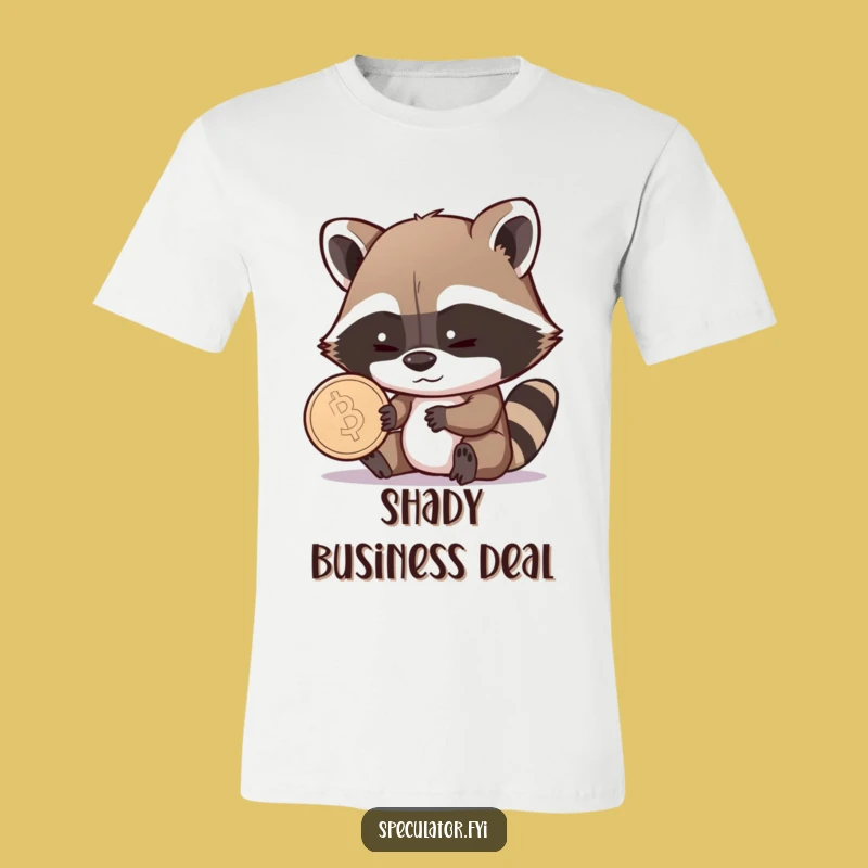 Funny Raccoon Coin Grin T-Shirt - Witty Apparel for the Shrewd