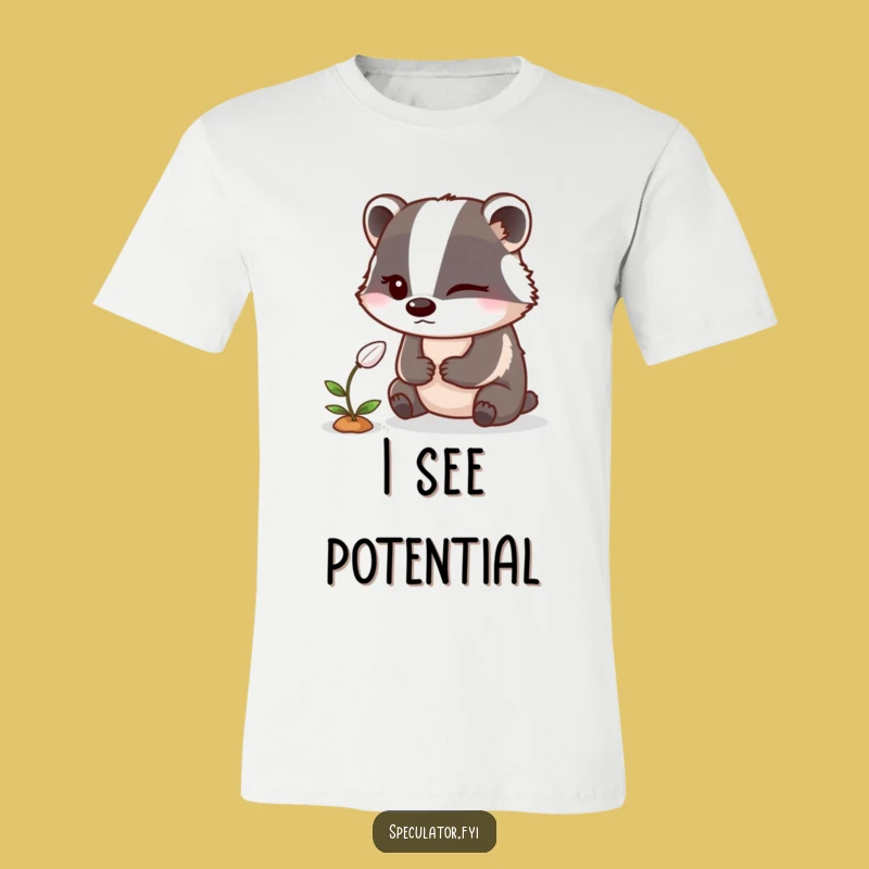 Funny Winking Badger T-Shirt: Sneaky Gardener Tee, Perfect Humorous Gift for Plant Lovers