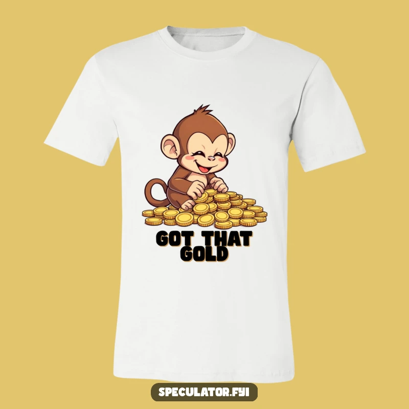 Funny Monkey Counting Coins T-Shirt - Cheeky Primate Cash Lover Tee Gift