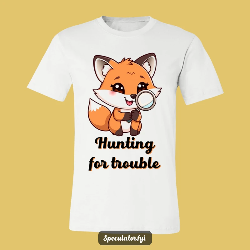Funny Fox Investigator T-Shirt: Confident Grin, Magnifying Glass, Great Funny Gift