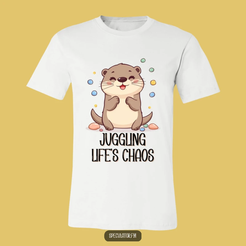 Funny Cheerful Otter T-Shirt: Playful Juggling Pet Tee, Perfect Humorous Gift for All
