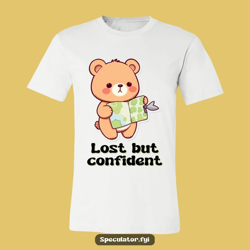Funny Kawaii Bear T-Shirt: Map Adventure Tee for the Directionally Inclined