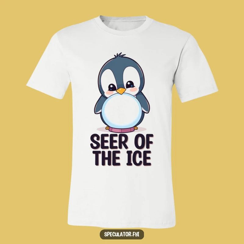 Funny Curious Penguin Crystal Ball Tee - Future Fun Gift!