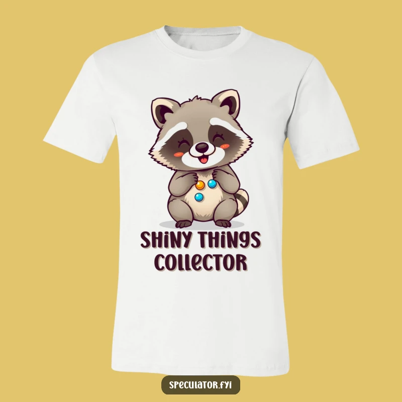 Funny Giggling Raccoon Button Lover T-Shirt - Hilarious Apparel for Him/Her