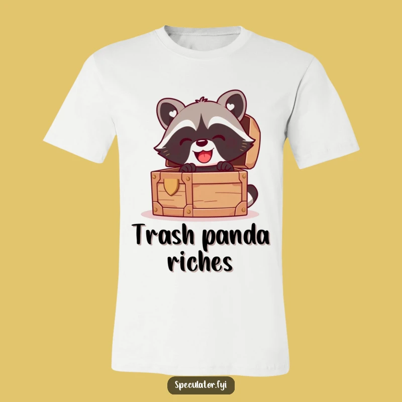 Funny Kawaii Raccoon T-Shirt: Glee-Filled Treasure Hunt Adventure Tee
