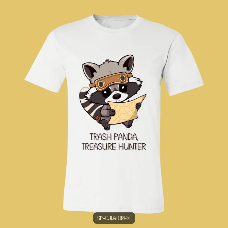 Funny Raccoon Treasure Map T-Shirt: Determined Bandit, Perfect Funny Gift