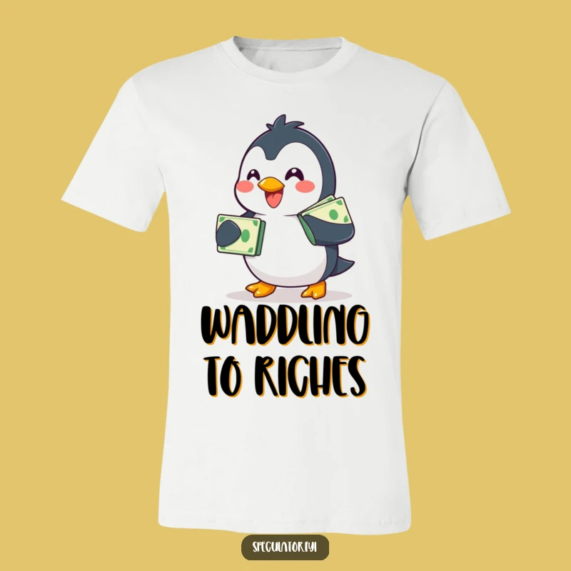 Funny Penguin Money T-Shirt - Waddling Cash Lover Tee Gift