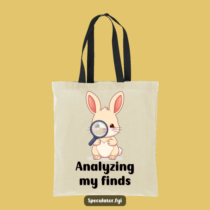 Funny Kawaii Rabbit Magnifying Glass Tote Bag - Clever Funny Gift!