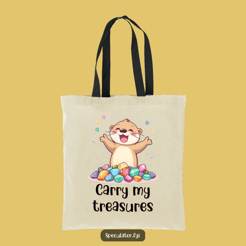Funny Otter Gem Dance Tote Bag: Joyful Carry-All for Sparkling Treasures