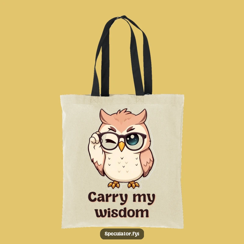 Funny Owl Tote Bag: Proud Spectacle Wink, Perfect Book Lover Gift
