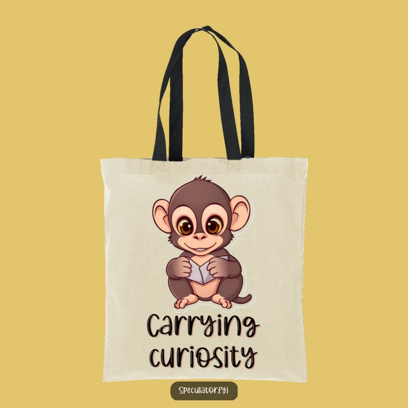 Funny Monkey Pattern Tote Bag: Clever Carry-All for Analytical Minds
