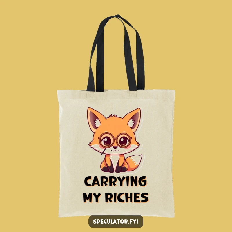 Funny Kawaii Fox Monocle Tote Bag - Carry Your Wits in Style!