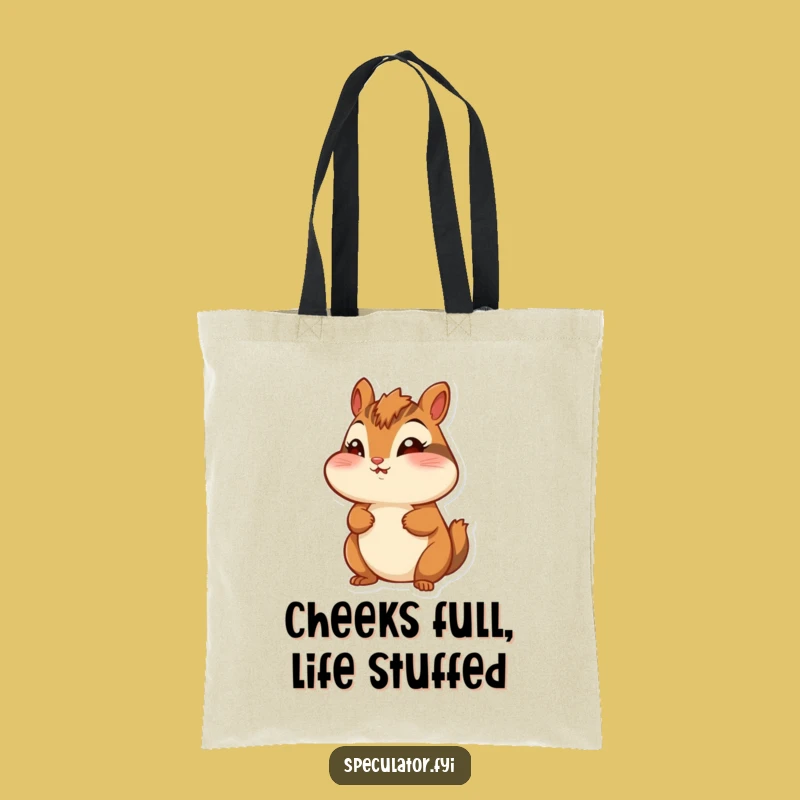 Funny Chipmunk Tote Bag: Puffed Cheeks Explorer, Eco-Friendly Wonder Gift