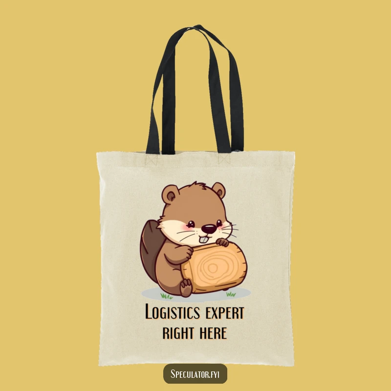 Funny Beaver Inspecting Log Tote Bag: Carry Your Essentials with Humor Gift