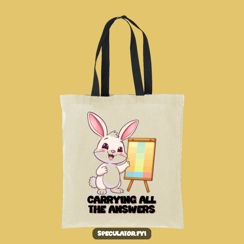 Funny Bunny Strategy Tote Bag - Confident Chart Pointer, Eco-Friendly Humor Gift