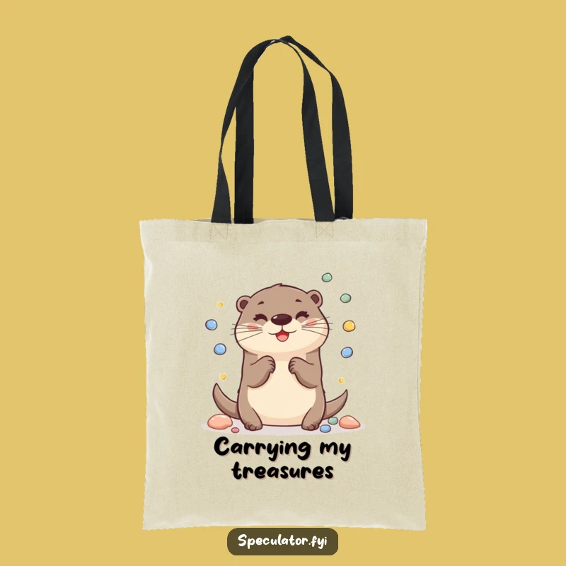 Funny Cheerful Otter Tote Bag: Playful Juggling Carry-All, Perfect Humorous Gift for Shoppers