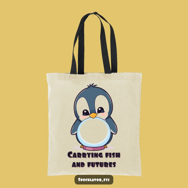 Funny Curious Penguin Crystal Ball Tote - Carry Your Destiny!