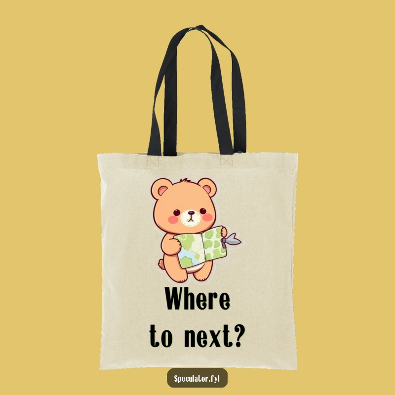 Funny Kawaii Bear Tote Bag: Map Your Adventures in Style