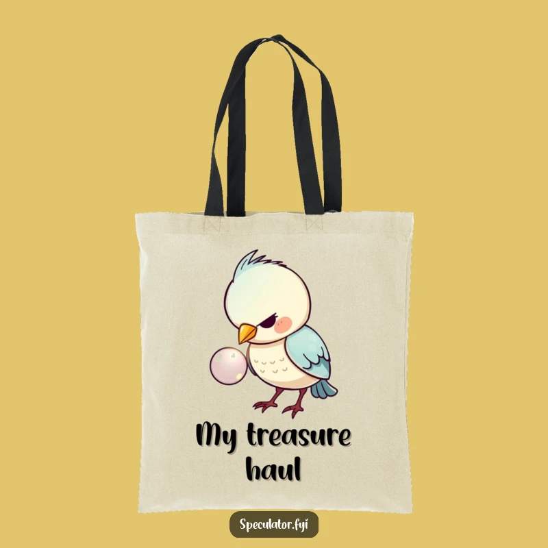 Funny Kawaii Bird Button Obsession Tote Bag - Stylish & Humorous Carry-All