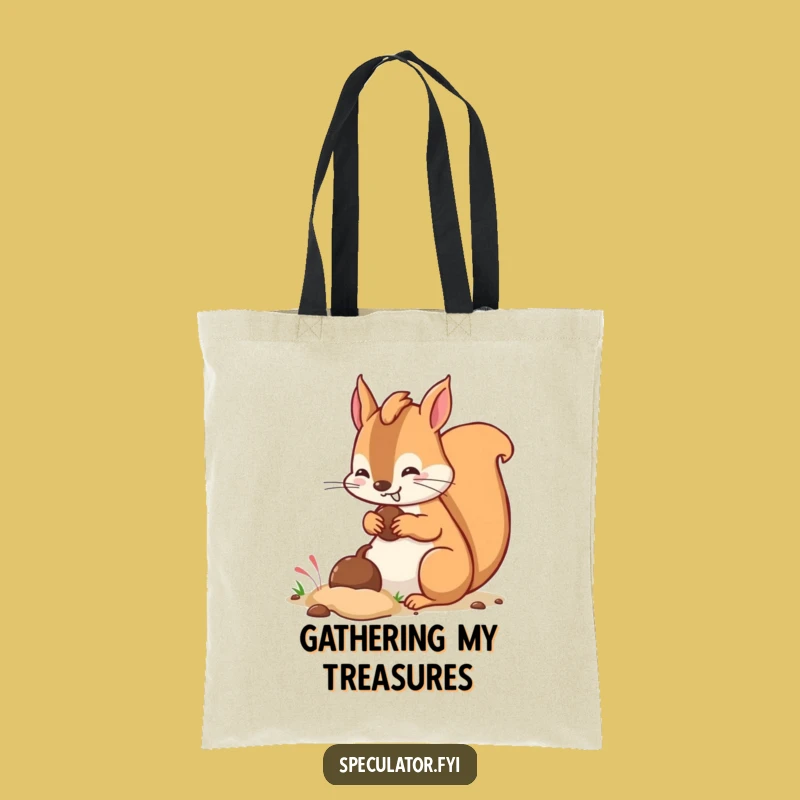 Funny Kawaii Squirrel Burying Nut Tote Bag - Practical Funny Gift!
