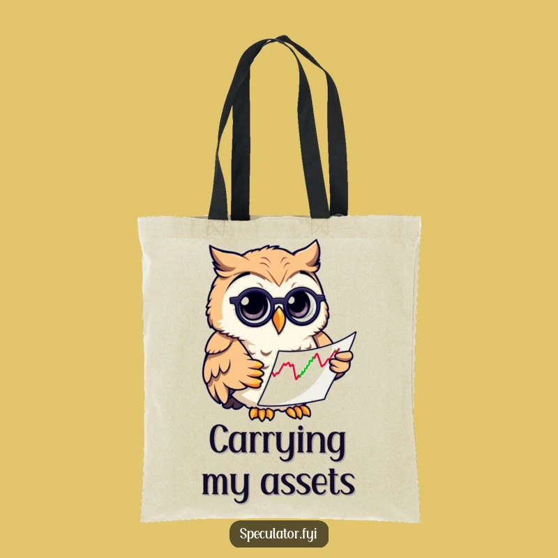 Funny Owl Investor Tote Bag: Stylish Carry-all Featuring Stock Chart Owl, Eco-Friendly Funny Gift