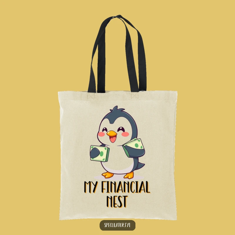 Funny Penguin Money Tote Bag - Waddling Cash Carrier Gift