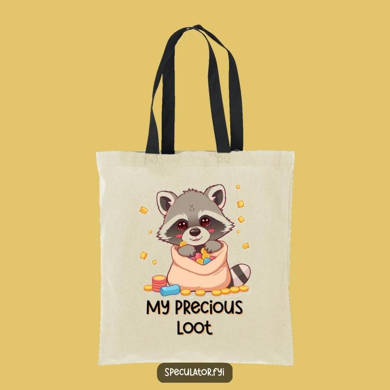 Funny Raccoon Riches Tote Bag: Carry Your Loot With Style!