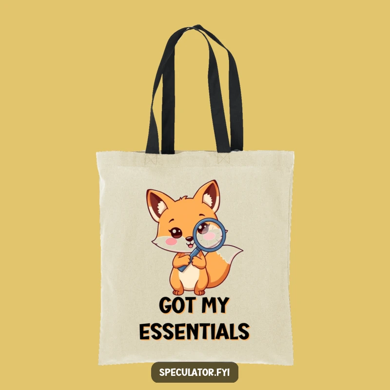Funny Fox Detective Tote Bag: Inquisitive Investigator Carry-All Gift