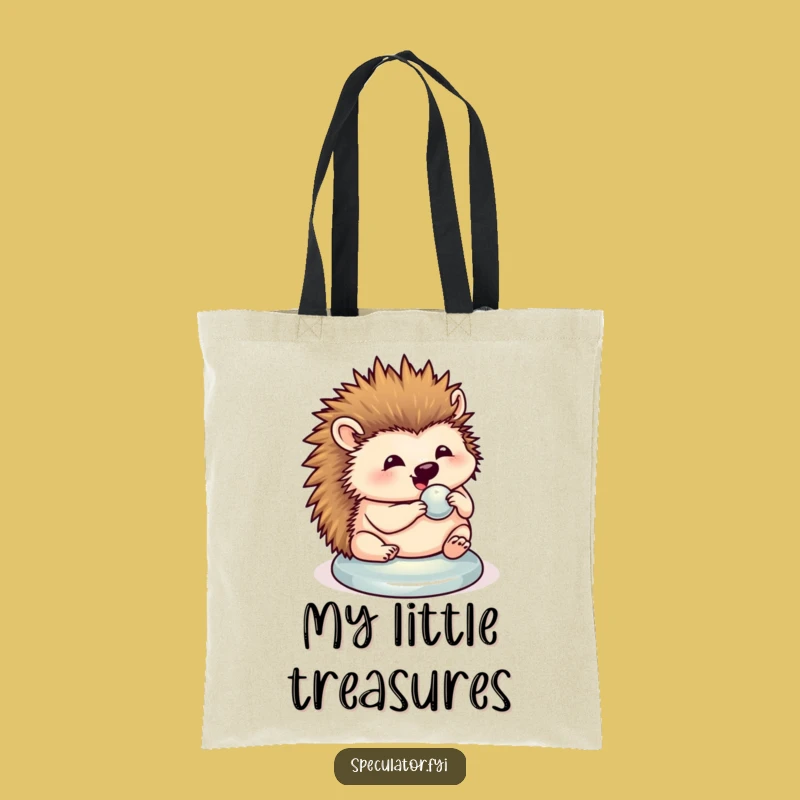 Funny Hedgehog Button Polishing Tote Bag - Charming and Practical Gift!