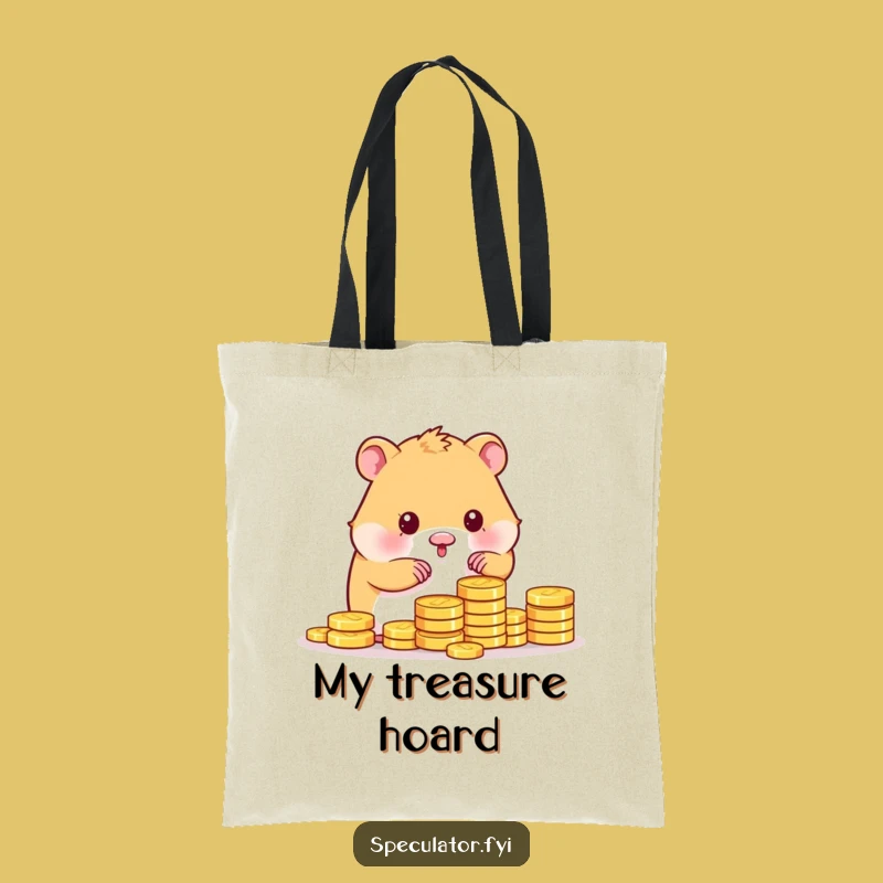 Funny Kawaii Hamster Counting Gold Coins Tote Bag - Eco-Funny Gift!