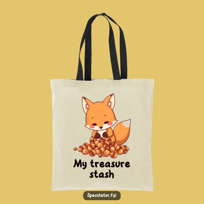 Funny Fox Acorn Counting Tote Bag - Carry Your Smarts with Style