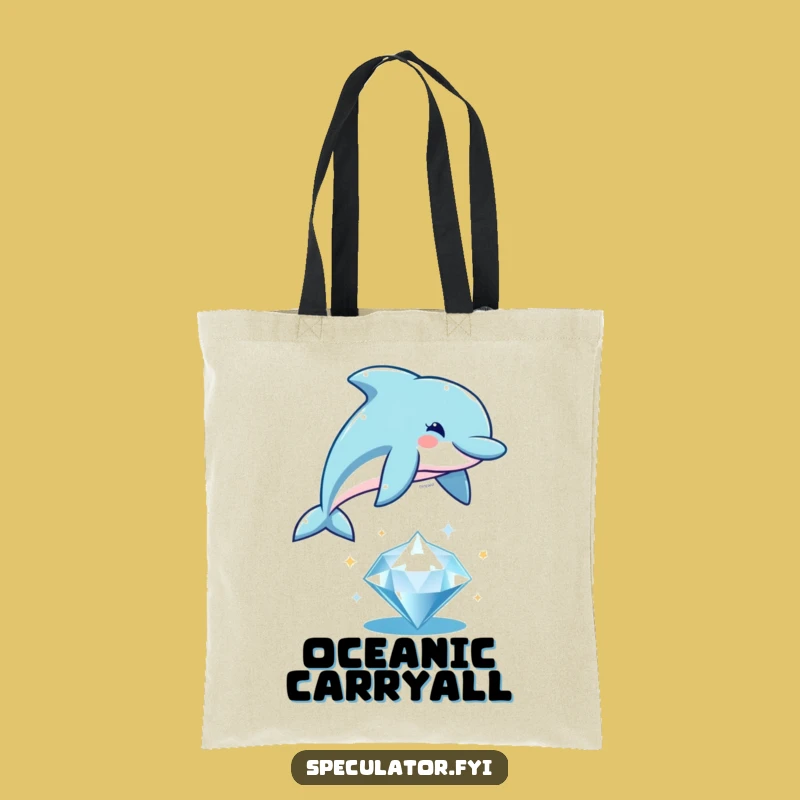 Funny Dolphin Diamond Leap Tote Bag - Playful Ocean Carry-All Gift